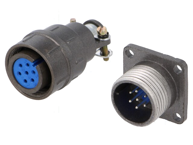 Connector: rond; contact,stekker; DS1110-06; PIN: 7; met kabelklem Connector: rond; contact,stekker; DS1110-06; PIN: 7; met kabelklem